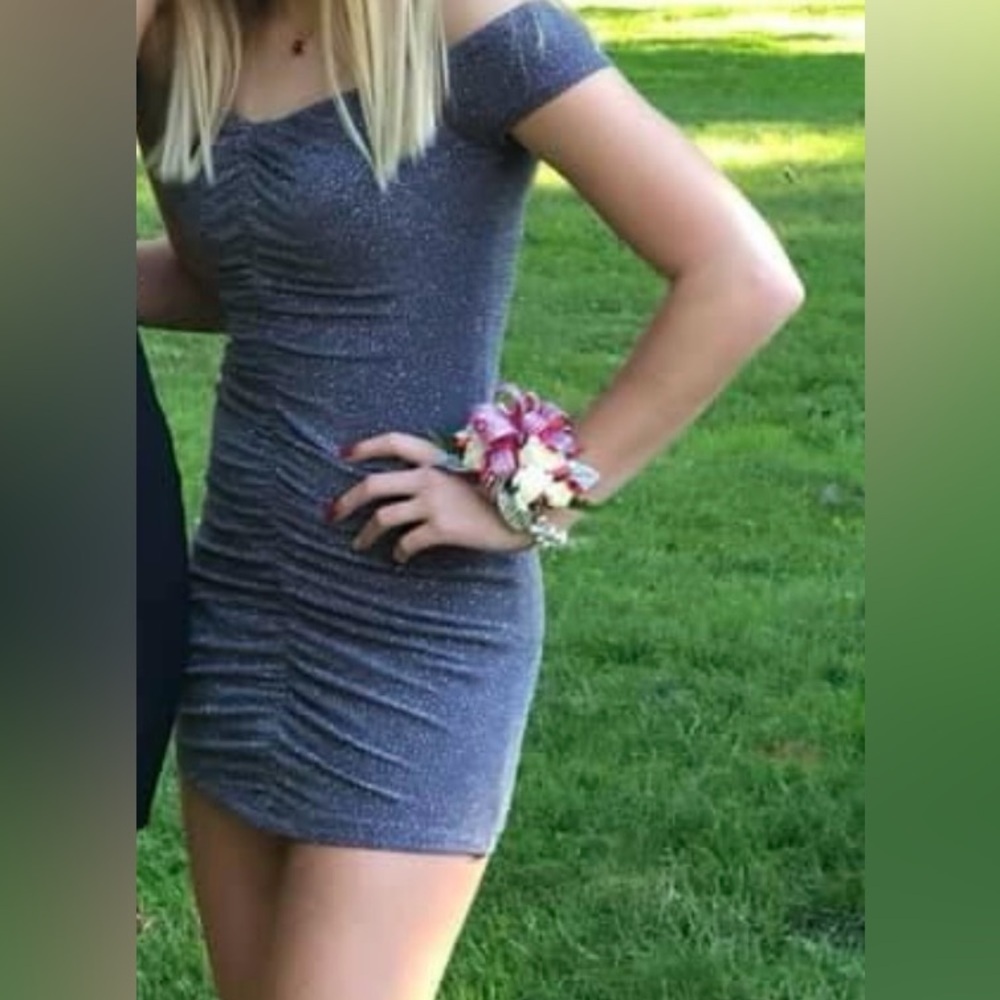 Junior size 1 cocktail dress. Gray with sparkles.